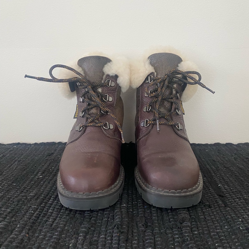 Blondo Brown Leather Winter Fur-Trim Boots